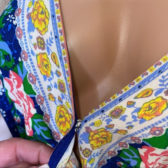 Flying Tomato romper blue floral one piece jumper spaghetti strap wrap style MD - Picture 5 of 11